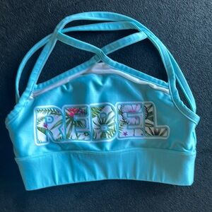 Rebel Youth Lg Sports Bra Top - Reversible Tropical Blue